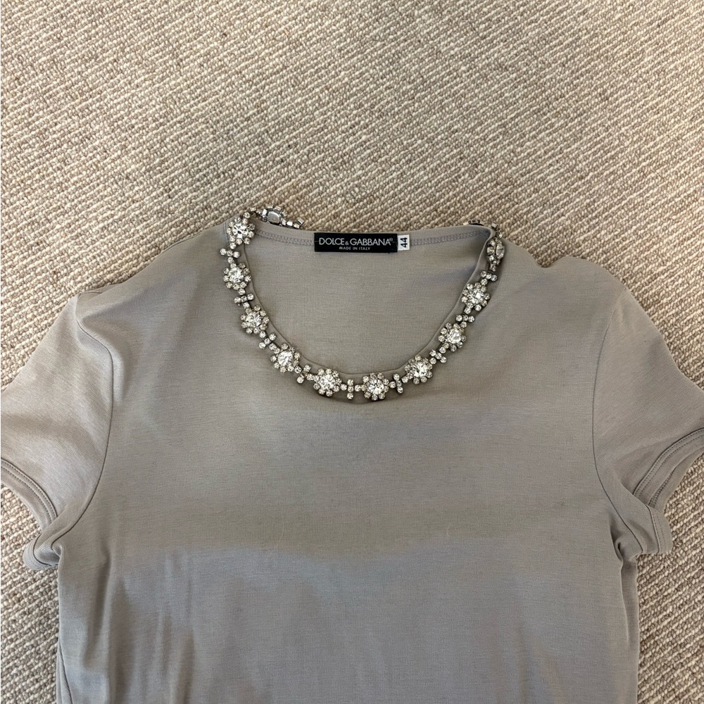 Dolce & Gabbana Embellished Gray Tee